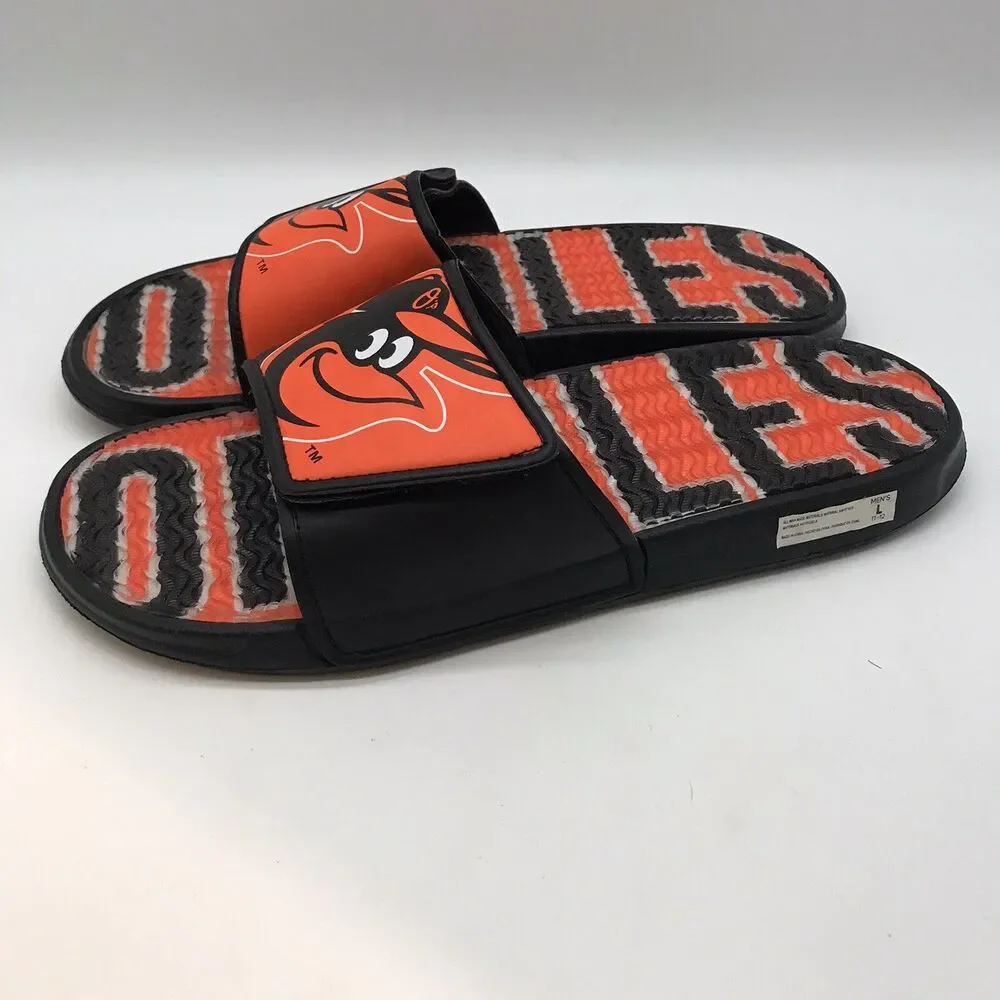 Baltimore Orioles MLB Logo Slide Sandals Men's L (11-12) Baseball Pool Slippers